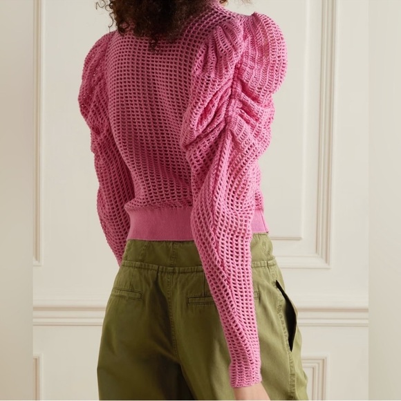Ulla Johnson Delaney Pink Knit Puff Sleeve Top - Picture 2 of 9